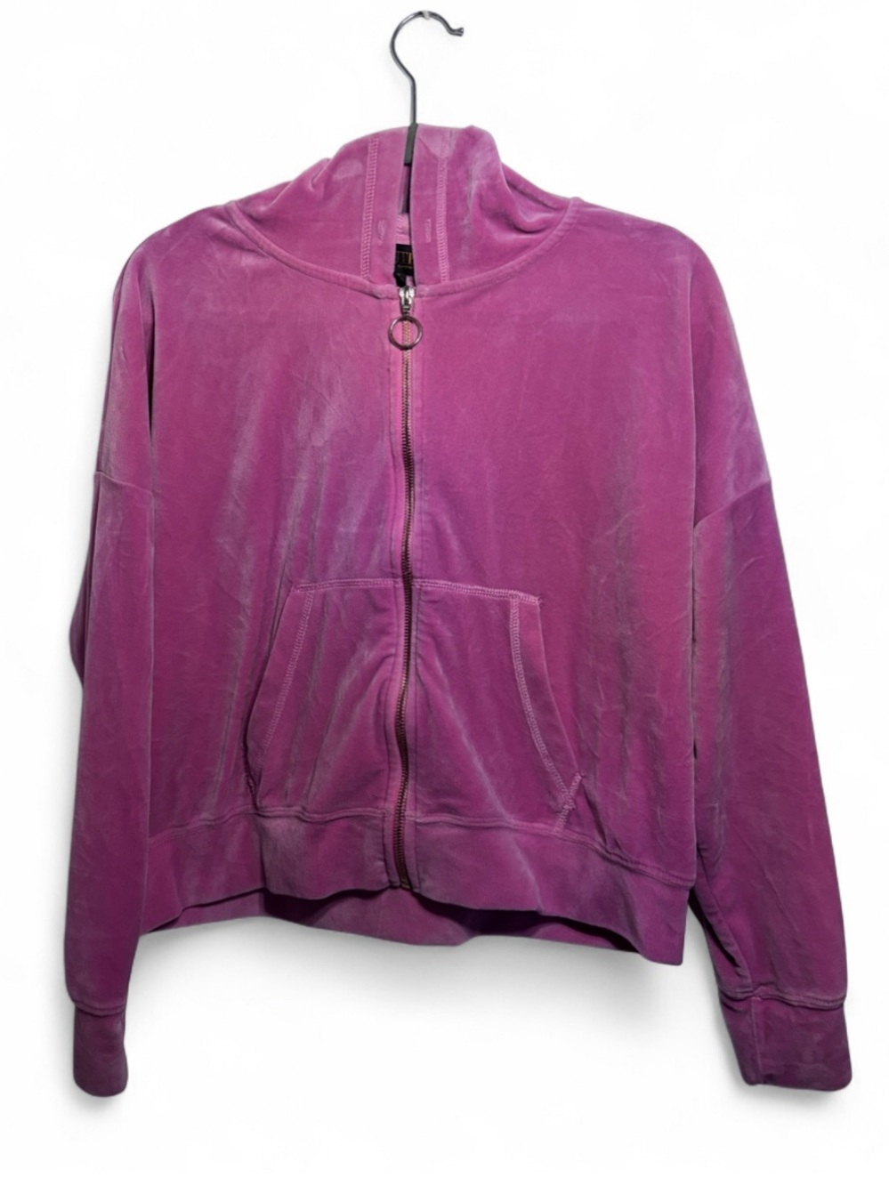 Truth by Republic Pink Velour Full Zip Hoodie M Jacket